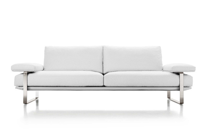 Λευκός δερμάτινος τριθέσιος καναπές Portos