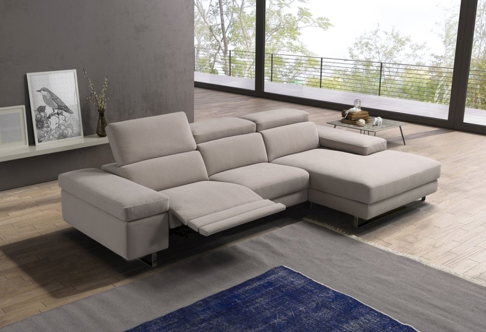 Δερμάτινος καναπές Relaxo με chaiselong 300 x 180 και 2 relax